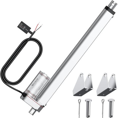 1500N 300mm Actionneur Linéaire Moteur Electrique 12V DC Verin Electrique Contrôle de Mouvement Moteur d'Actionneur Linéaire Robuste Étanche IP65 pour Voitures, Meuble - Argent (1/5)