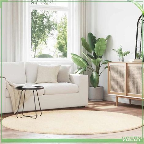 4102919 Tapis Shaggy à poils longs NAVARRA crème 200x200 cm polyester (1/5)