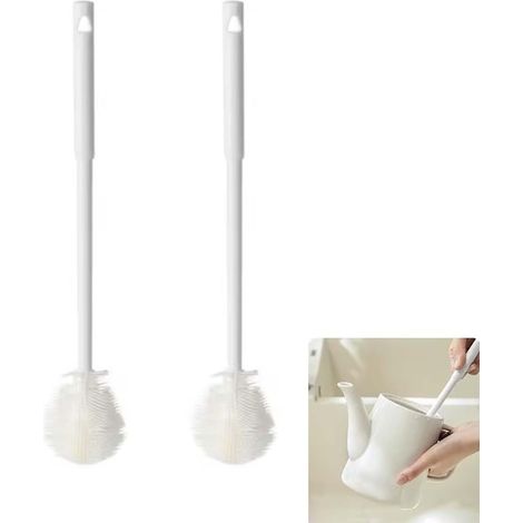 Lntyq 2 Pcs Goupillon, Brosse de Nettoyage à Long Manche, Goupillon Bouteille, Brosses à Bouteille, Goupillon Silicone, Traitée avec Protection Antibactériennes, Nettoyer Tout Type de Vaisselle