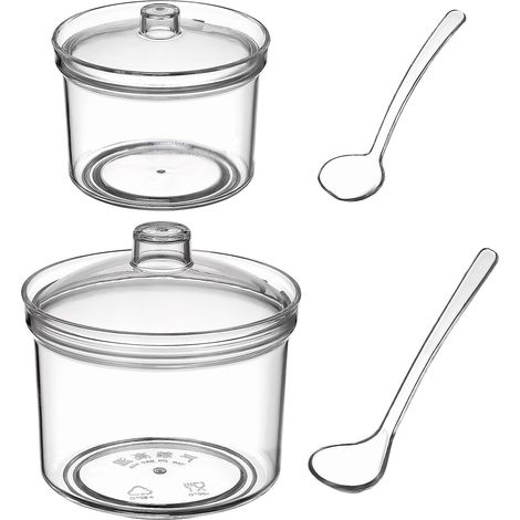 2ensembles Boîte à Épices Acrylique Transparente Rangement Cuisine pour Sel Sucre Poivre avec Couvercles Séparés Contenant Assaisonnement Multifonction pour Maison et Restaurant (1/5)