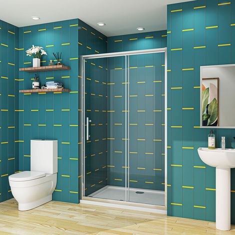 1600x1900mm Bathroom Sliding Shower Door Enclosure Cubicle 8mm NANO Glass