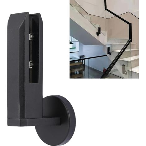 Morsetti per ringhiere in vetro - Telai di supporto per recinzioni in vetro in acciaio inox - Per piscine - Per corrimano in vetro - balconi - e ringhiere per scale (1 pezzo - nero) (1/4)