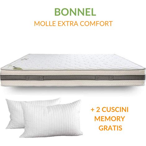EVERGREENWEB - Materasso Matrimoniale 160x190 alto 20cm a Molle in Acciaio e Waterfoam con COPPIA CUSCINI MEMORY, Ortopedico contro Mal di Schiena RIGIDO EXTRA COMFORT x tutti Letti Reti Fisse OFFERTA (1/5)