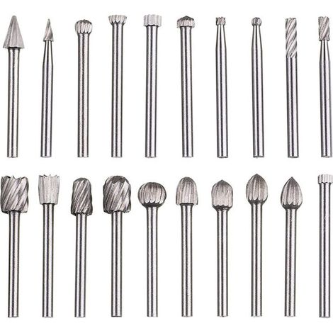 OEM – Satz mit 20 HSS-Hartmetall-Rotationsfeilen – 1/8" (3 mm) Schaft – Zum Schnitzen, Gravieren, Bohren und Polieren von Metallen