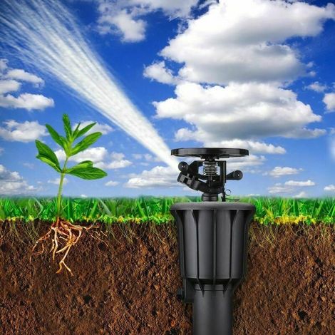 Arroseur à turbine pop-up 1/2 pouce – Rotation automatique – Conçu pour eau dure – Distance de projection optimisée – Jardin et pelouse