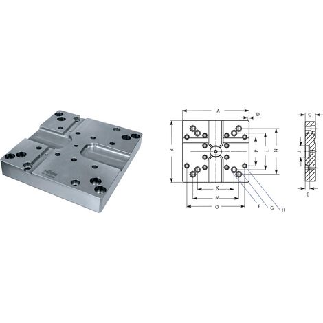 Röhm  placa  base  estándar  GP,  290x270  con  torre  DUO  con  brida  compacta  NC,  para  RKE  125  /  RKE-M  125  /  RKD-M  125  -  164020 (1/3)