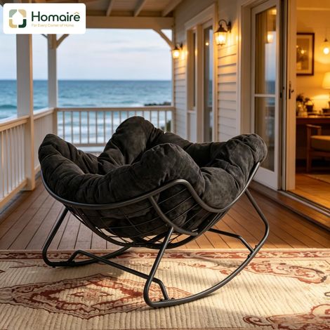 Fauteuil en velours noir 102,5 x 75 x 77 cm HOMAIRE (1/5)