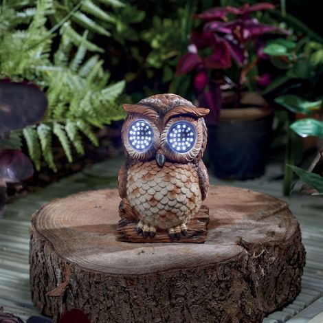 Hibou solaire aux yeux interactifs 13cm