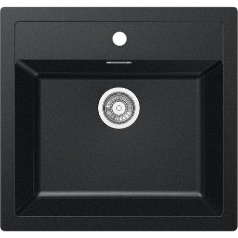 Mepamsa CUBO 56.53 NEGRO FREG - Fregadero De Cocina Sintetico 60 Cm 1 Cubeta 0 Escurridores (1/2)