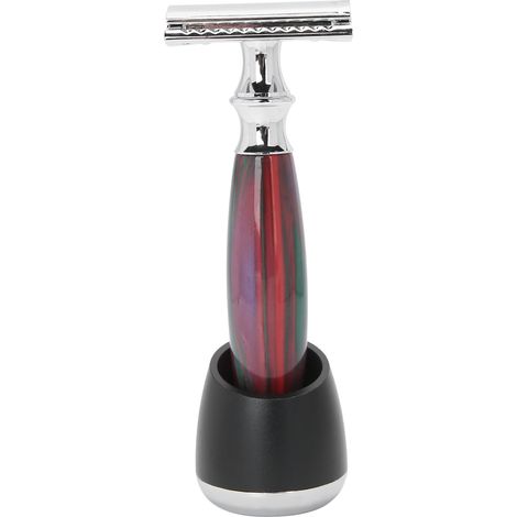 Support de Rasoir Manuel avec Base et Porte-Lames pour Rasoir Double Tranchant - Accessoires de Rasage Rouge (1/5)