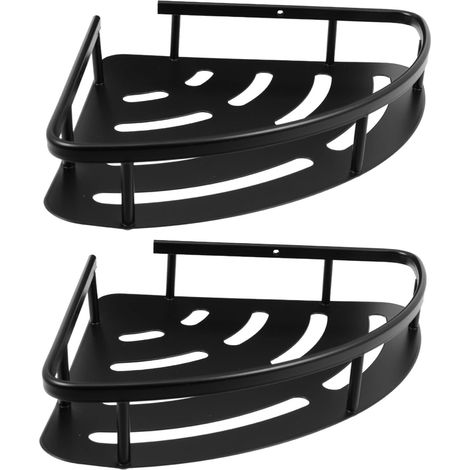 Étagère de rangement double couche sans clous 30x25x15 cm, en aluminium spatial noir, organisateur (1/5)