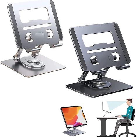 Support pour ordinateur portable en alliage d'aluminium avec base rotative à 360°, noir (1/5)