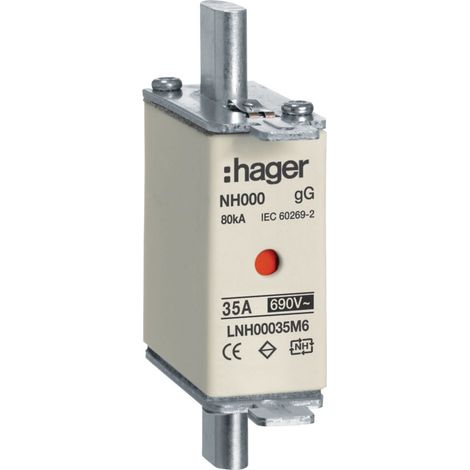hager NH-Sicherungseinsatz NH000 gG AC690V 35A Kombi-Melder mit Metall-Grifflasche