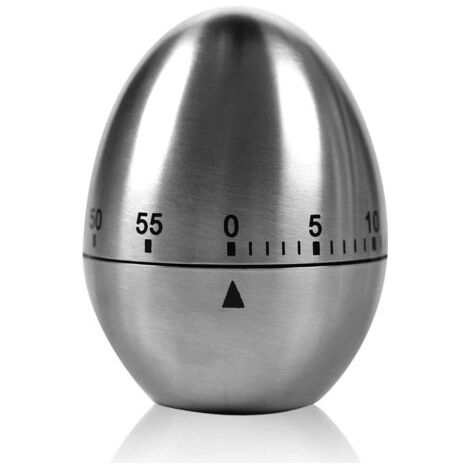 QORVA-Minuterie de Cuisine mécanique en Acier Inoxydable en Forme d'oeuf Jusqu'à 60 Minutes pour Faire bouillir des œufs et Plus - Cuisson au Four Brossage des Dents Alarme de Courte durée pour (1/5)