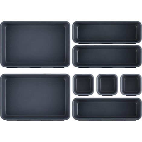 8 Boîte de rangement, 3 tailles, plastique antidérapant, organisateur de tiroir, combinaison DIY, cuisine salle de bain bureau (1/5)