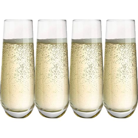 Juego de 4 copas de champán sin tallo, copas de mimosa, 28 cl, para fiestas y uso diario. (1/5)