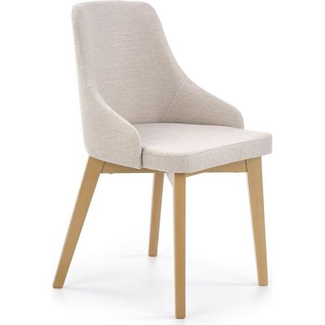 Silla Houston 577, Crema + Roble, 82x51x55cm, Tapiz, De madera (1/5)