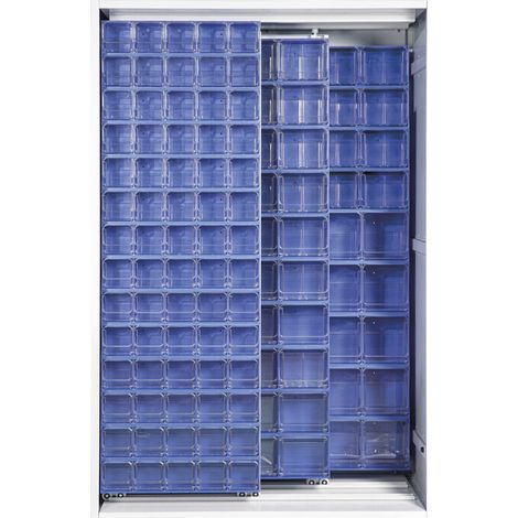 1PZ ARMADIO 2 PANNELLI SCORREVOLI CRISTAL BOX154 CASSETTI BLU