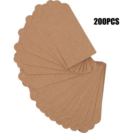 Étiquettes suspendues en papier kraft 200pcs, 4x9cm pour emballage cadeau, décoration mariage et artisanat (1/5)