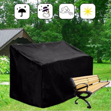 Housse de Banc - Tissu Oxford 210D Imperméable et Respirant - Pour Banc Jardin 2 Places - 134x66x89 cm - Noir (1/4)