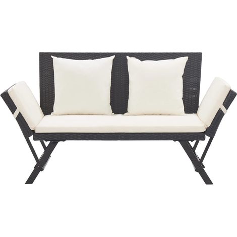 Banc de jardin,Banquette de jardin,Chaise avec coussins 176 cm Noir Résine tressée CFW50832 (1/5)