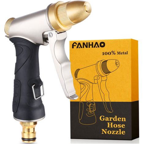 Pistolet d'arrosage avec buse en laiton, robuste et haute pression, réglable de jet à pulvérisation, pour laver la voiture et les animaux domestiques, le jardin/nettoyage de trottoir (1/3)