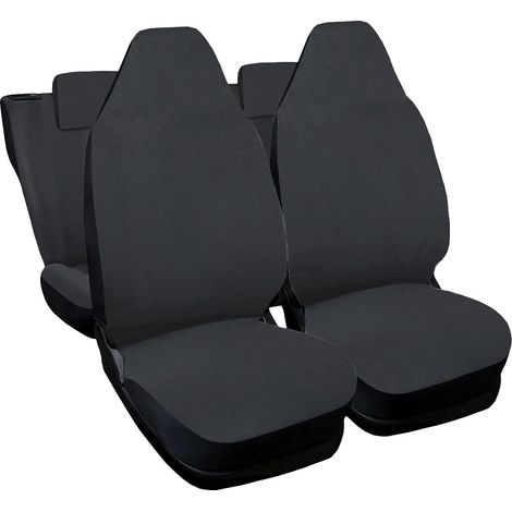 Lupex shop - Coprisedili Auto Compatibili per Aygo, Made In Italy, set di copri sedili anteriori e posteriori con copri poggiatesta incluso, tessuto poliestere, colore - Grigio Scuro