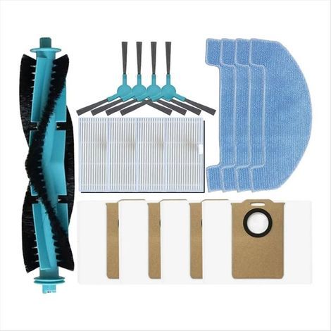 Pièces de rechange pour aspirateur Ultenic T20 Pro : brosse principale, brosse latérale, filtre HEPA, lingette de nettoyage, sac à poussière