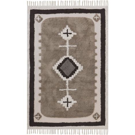 Teppich GEYVE Beige 140 x 200 cm Baumwolle