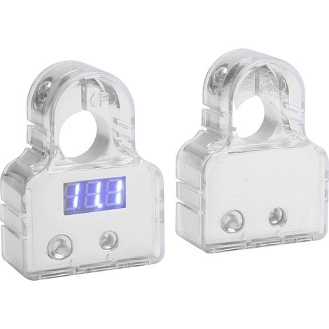 Batterieklemmen-Set mit digitaler Voltmeteranzeige, Standard-0/4/8/10 AWG-Anschlüsse, silberfarben (1/5)