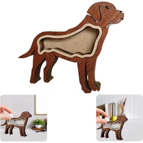 Figura de recuerdo de marco de pelo de perro en caja de madera (1/5)