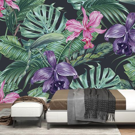 Papier peint panoramique - Feuilles tropicales - 130 cm x 84 cm (1/4)