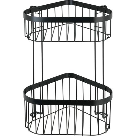WENKO Eckregal 2 Etagen Classic Plus Black, mit hochwertigem Rostschutz, Schwarz, Stahl schwarz