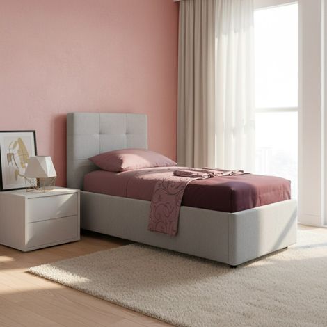 Letto singolo Ascoli contenitore in tessuto Enjoy 20 grigio chiaro (1/5)