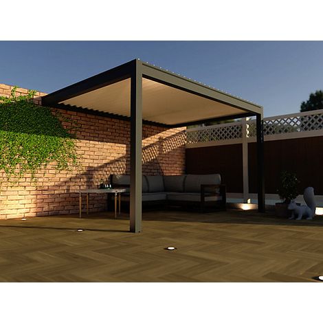 Pergola Bioclimatique Adossée Motorisée Aluminium 4x3 Anthracite O ORIAL France (1/5)