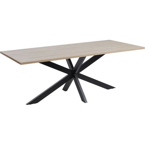 Tavolo 10 persone per sala da pranzo collezione LOFT colore quercia chiara. Gambe in metallo.