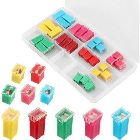 30pcs Kit d'Assortiment de Fusibles pour Voiture, Profil Bas et Haut/STD en Forme de Boîte Remplacement Fusible pour Voiture pour Ford Plupart des Véhicules Camions (20A, 30A, 40A, 50A, 60A) (1/5)