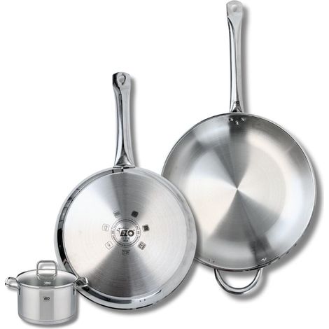 Ensemble de 2 Poêles de cuisson 28 et 32 cm et 1 faitout 12 cm Elo Profi Citrin (1/5)