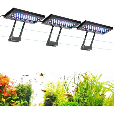 Three Channel Clip On Éclairage Aquarium LED, 36W Full Spectrum Lampe Aquarium, 24/7 Lighting and DIY Mode with 7 Colors, Luminosité Réglable Fish Tank LED Light pour Aquariums de 115-227L(3) (1/5)