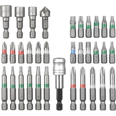 Original Einhell 34-tlg. Bit-Set (Schrauberbit-Set, 18x Bit 25 mm, 11x Bit 50 mm, 3x Steckschlüsseleinsatz, 1x Senker, 1x Schnellwechselbithalter, inkl. Aufbewahrungsbox) (1/4)