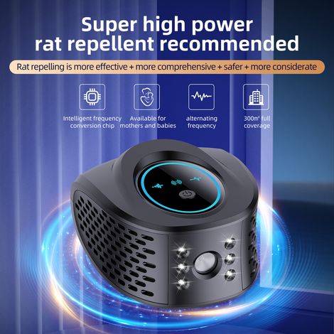 Répulsif à souris pour maison Répulsif antiparasitaire à ultrasons 4 en 1 repousse efficacement les mouches à souris, cafards, moustiques, 3 W, électronique enfichable, rongeur, intérieur/grenier, gar