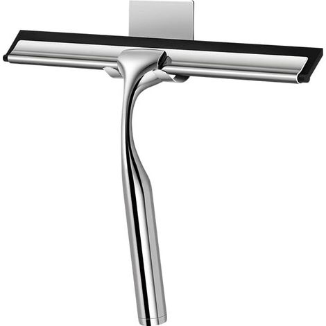 Grattoir de douche pour portes vitrées avec crochets adhésifs, grattoir en acier inoxydable pour carrelage, parois de douche, salle de bain, voiture, vitre, grattoir à vitre de 24,5 cm (1/5)