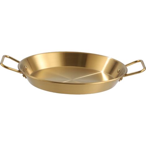 Vielseitige Paellapfanne aus Edelstahl mit zwei Griffen für Meeresfrüchte und Hummer, ideal für den privaten und gewerblichen Gebrauch. (1/5)