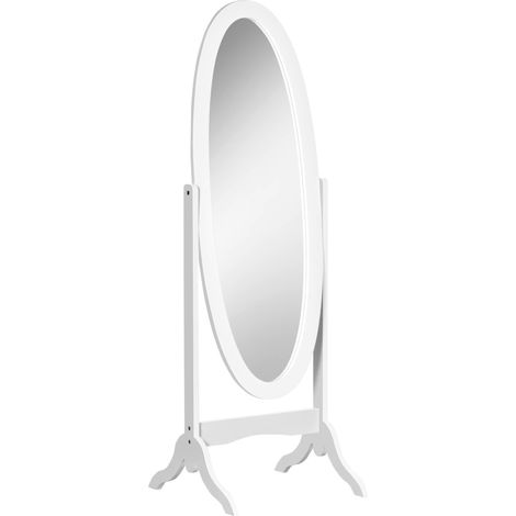HOMCOM Miroir à Pied Ovale Style Shabby Chic Inclinaison réglable dim. 48L x 46l x 147H cm MDF Blanc