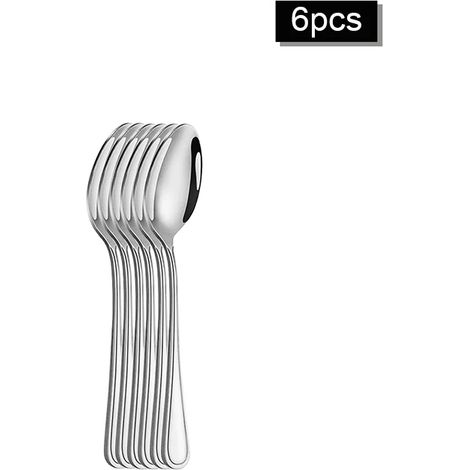 Ensemble de couverts en acier inoxydable (6 pièces), comprenant un couteau et une fourchette à steak, une fourchette et une cuillère à dessert. (1/5)
