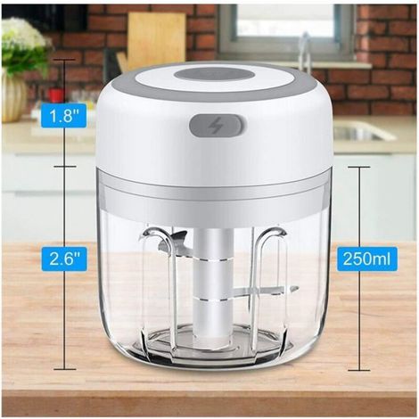 Hachoir Multifonction - - Mini Mixeur 250ml - Électrique - Blanc - Hachage Légumes Viande (1/4)