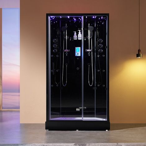 Cabine douche hammam XDUAL 120 BLACK Archipel® - 120x80 cm