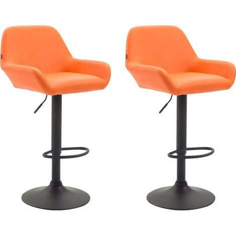 Set di 2 sgabelli da bar moderni e confortevoli con gambe a tromba sintetiche arancioni in metallo nero TDB10221