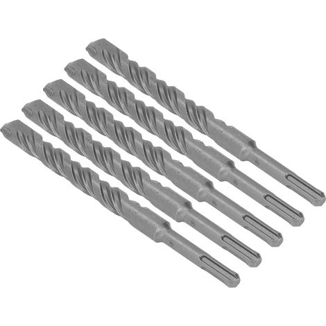 Lot de 5 forets à percussion à pointe carbure, 2 goujures, pour brique et béton, 210 mm x 18 mm (0,71 po). (1/5)