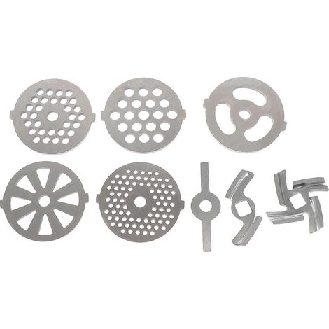 pièces de hachoirs à viande en acier inoxydable, plaques et lames de hachoir à viande-1-Silver (1/2)